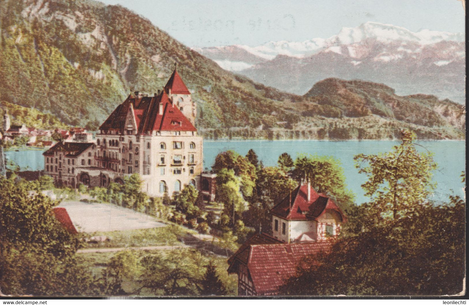 AK: Carte Postale, 1907 Vierwaldstättersee: Vitznau, Park -  Hotel. Gelaufen Von Alpnach - Stad - Alberghi & Ristoranti