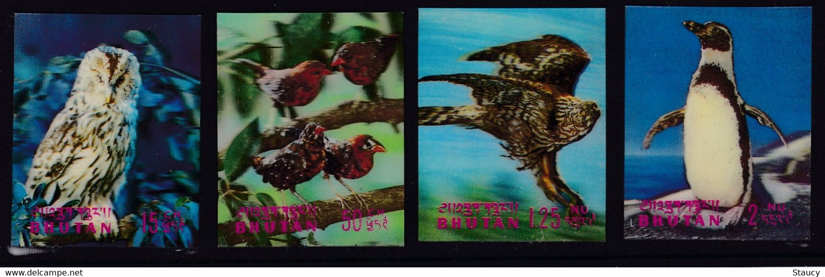 BHUTAN 1969 Birds 3-D Stamps 4 Diff. Stamps MNH, As Per Scan - Mussen