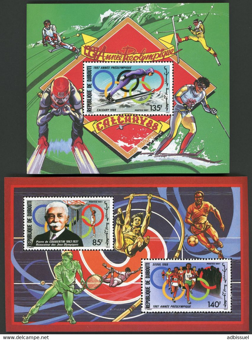 DJIBOUTI 2 Blocs Spéciaux COTE 32 € N° 636 + 638 Et 637 MNH ** Année Préolympique Pre-Olympic SEOUL CALGARY. TB/VG - Sommer 1988: Seoul