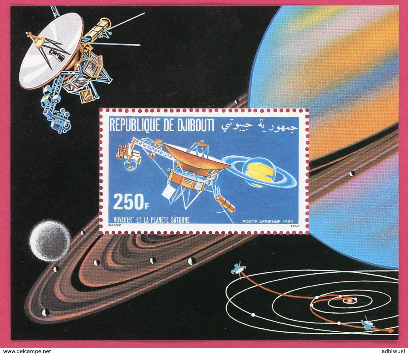 DJIBOUTI BLOC SPECIAL COTE 32 € POSTE AERIENNE N° 146 MNH ** VOYAGER Et SATURNE. TB/VG - Dschibuti (1977-...)