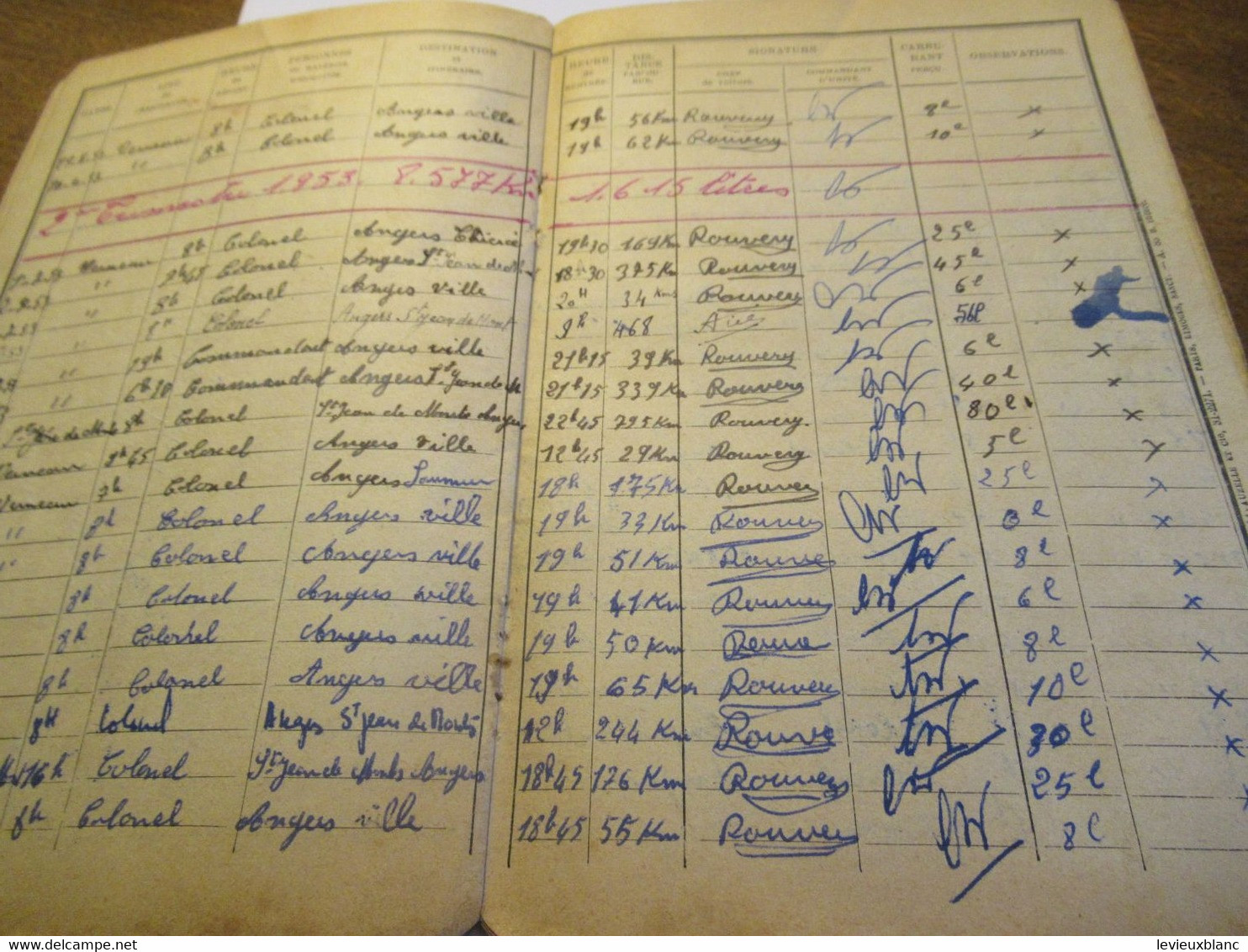 Livret d'itinéraires  et de personnes transportées/IIIéme Région Militaire/6éme Régt   du Génie/1953              AEC241