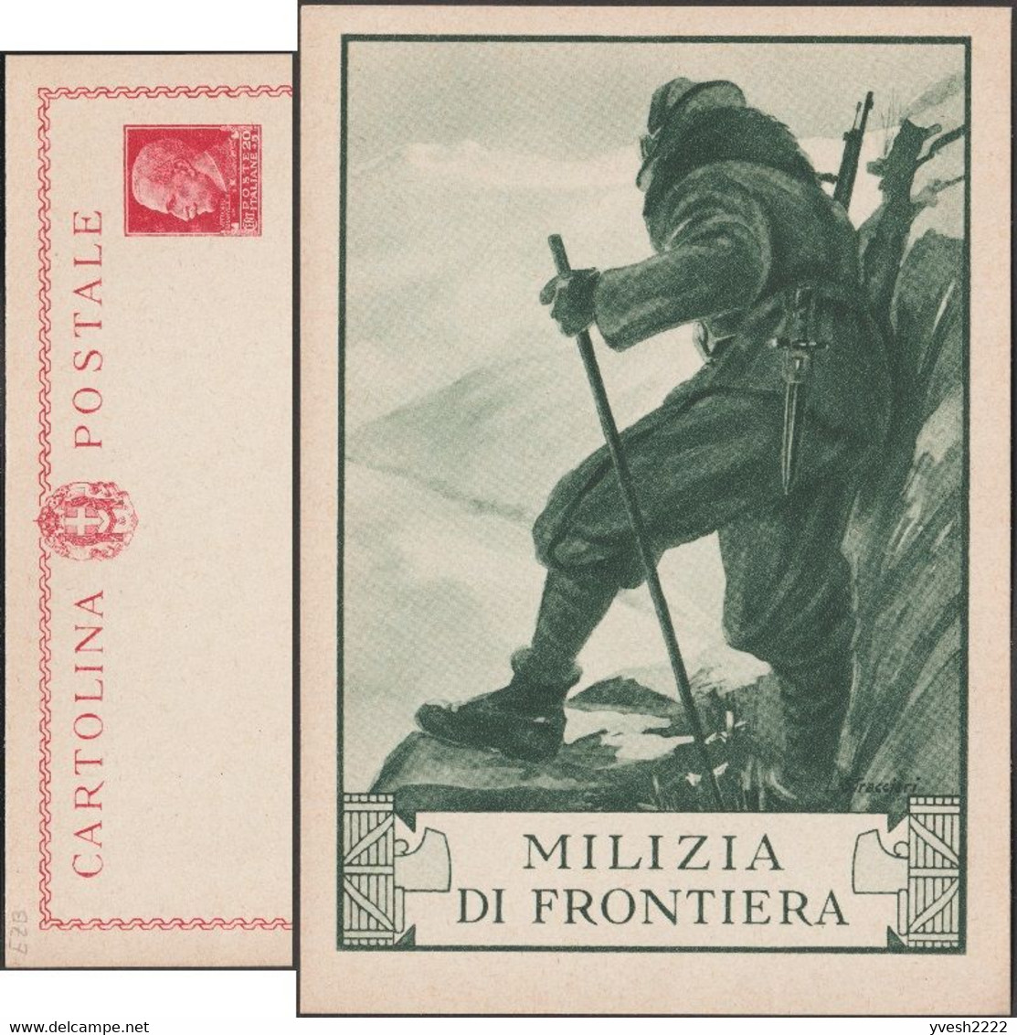 Italie 1932. Entier Postal Au Profit De La Milice Volontaire Pour La Sécurité Nationale, Milice Des Frontières. Alpes - Berge