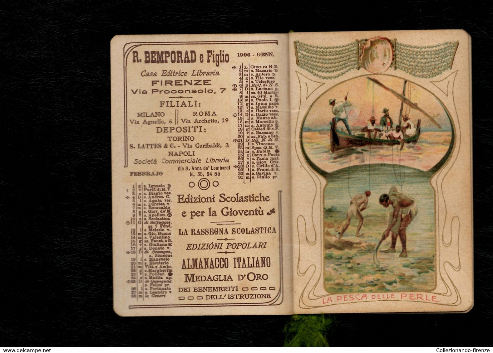Calendarietto Almanacco Profumato 1906 Il Mare Bemporad Firenze - Grand Format : 1901-20