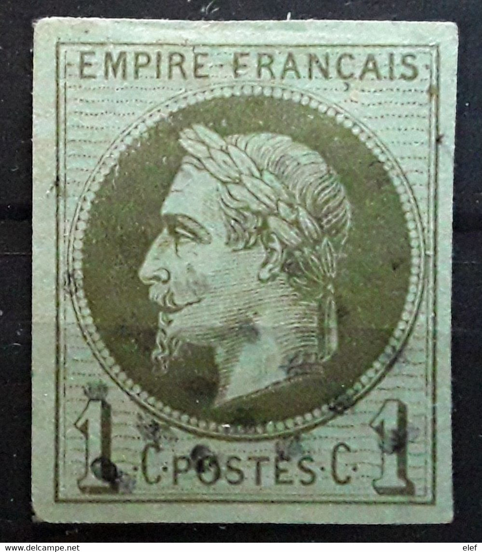 Colonies Générales Type EMPIRE LAURÉ NAPOLEON III, Yvert 7, 1 C Vert Olive Obl LOSANGE De Points ,  TTB - Napoleon III