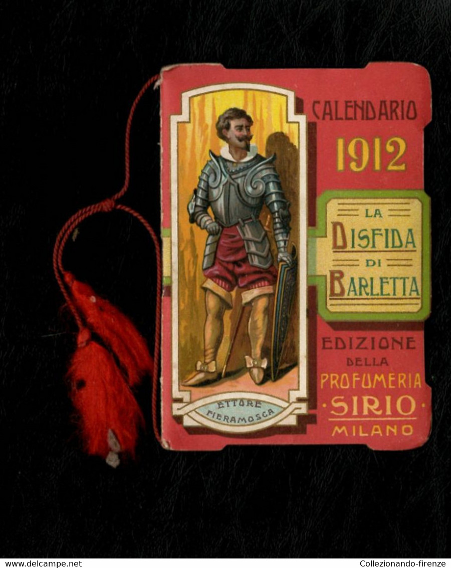 Calendario Da Barbiere La Disfida Di Barletta 1912 Edizione Profumeria Sirio Milano - Tamaño Pequeño : 1901-20