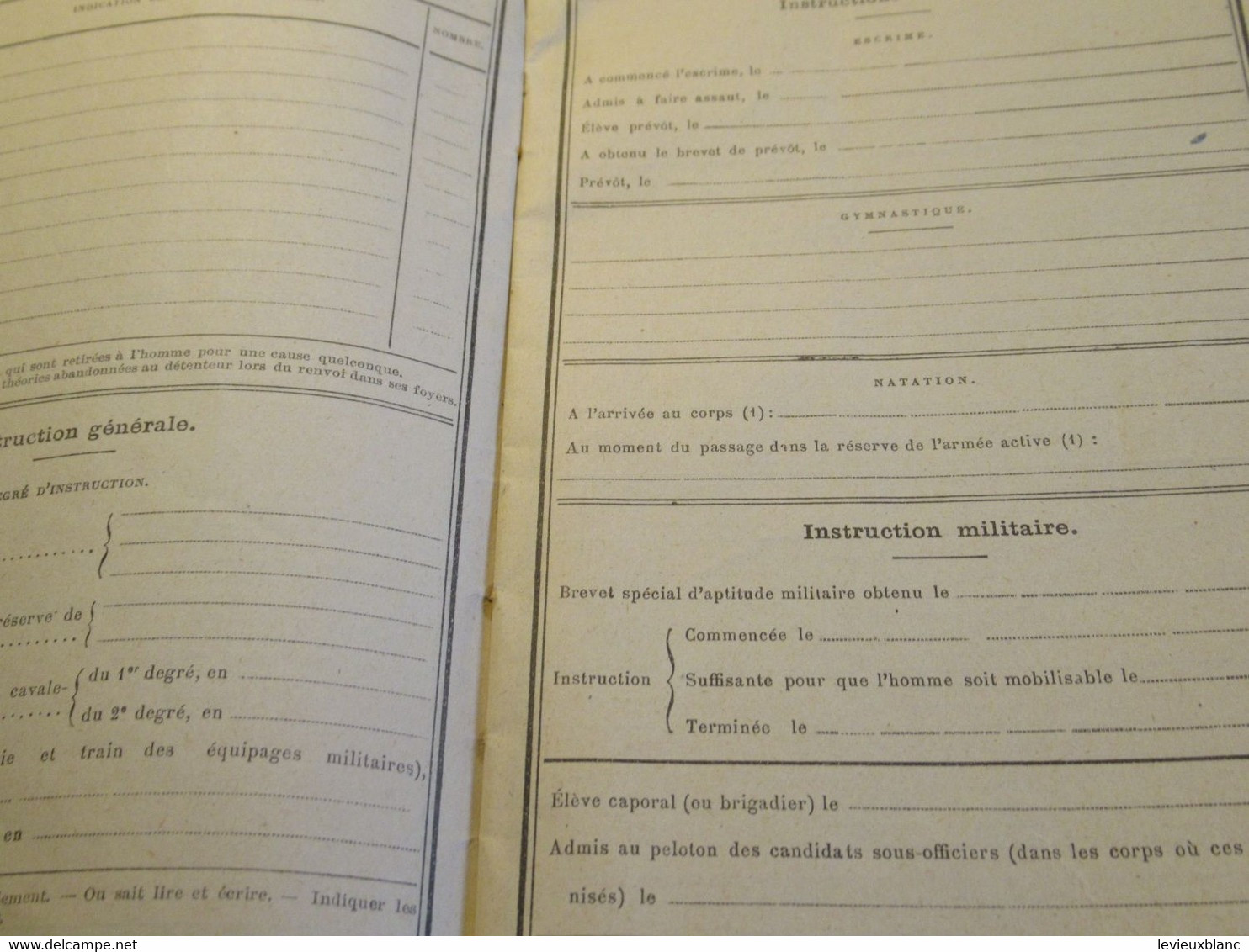 Livret Militaire/Classe 1902/Duplicata/Louis Fouetillon/126éme Régiment d'Infanterie Subdivision BRIVE/1915     POIL2201