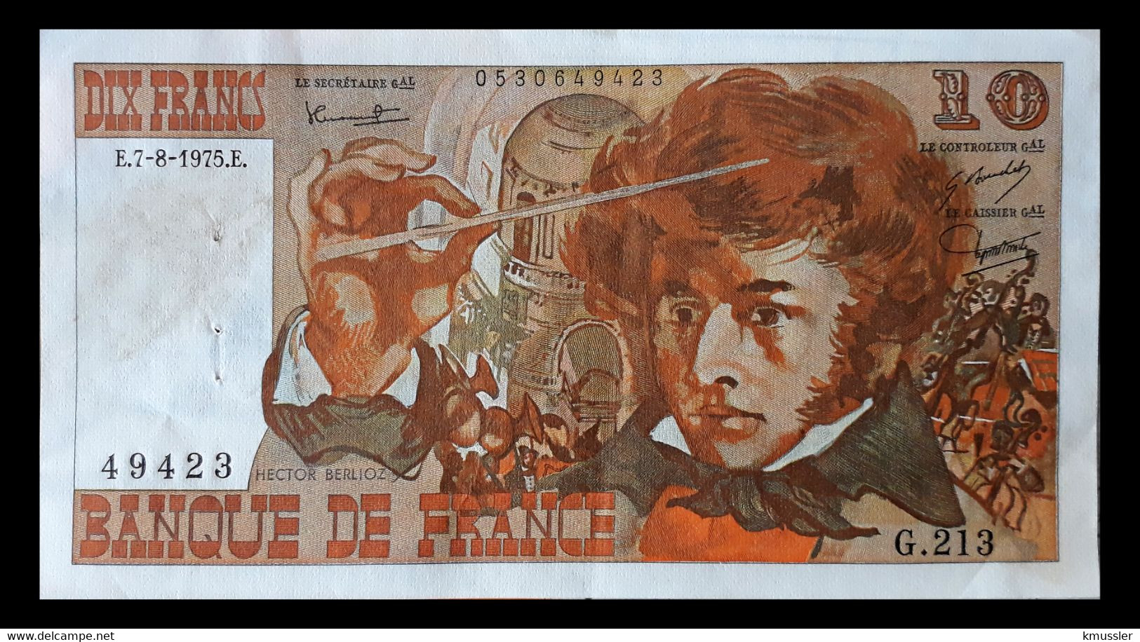 # # # Banknote Frankreich (France) 10 Francs 1975 AU- # # # - 10 F 1972-1978 ''Berlioz''