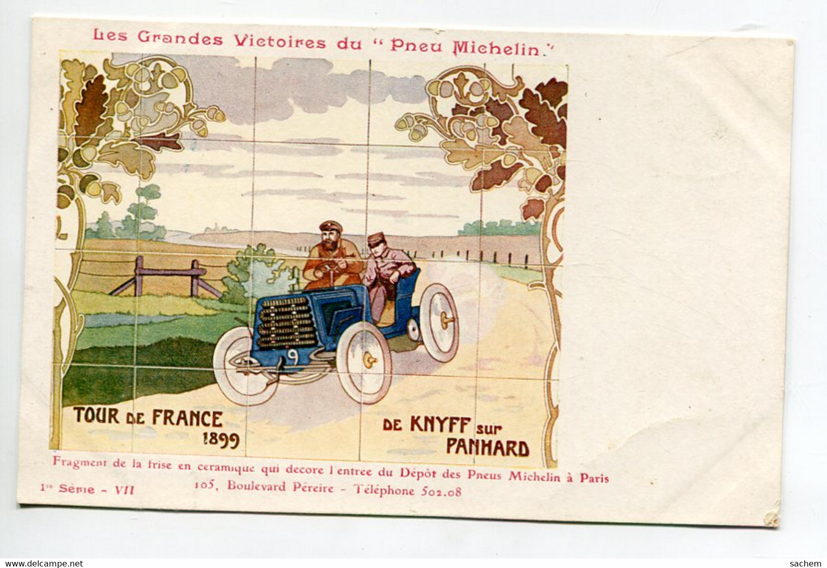 AUTOMOBILE Tour De FRance 1899 De KNYF Sur Auto Panhard  Les Grandes Victoires Du Pneu MICHELIN - 1ere Serie VII 10 2022 - Other & Unclassified