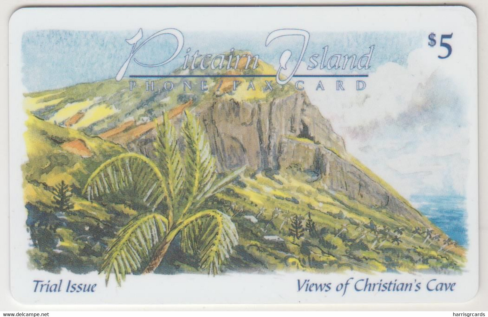 PITCAIRN ISLANDS - Views Of Christian's Cave: Palm Tree , $5 - Islas Pitcairn