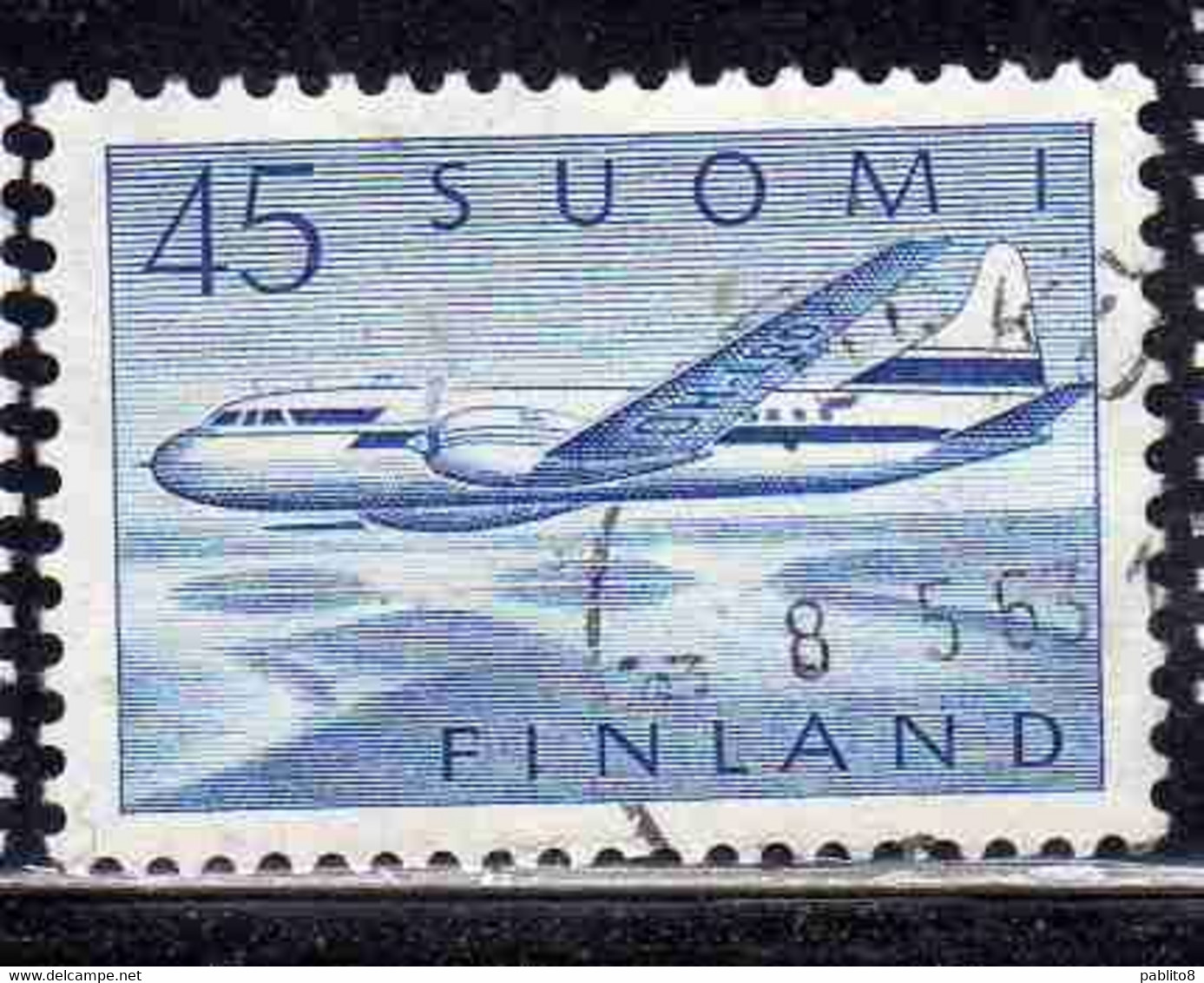 SUOMI FINLAND FINLANDIA FINLANDE 1958 AIR POST MAIL AIRMAIL CONVAIR OVER LAKES 34m USED USATO OBLITERE' - Gebruikt