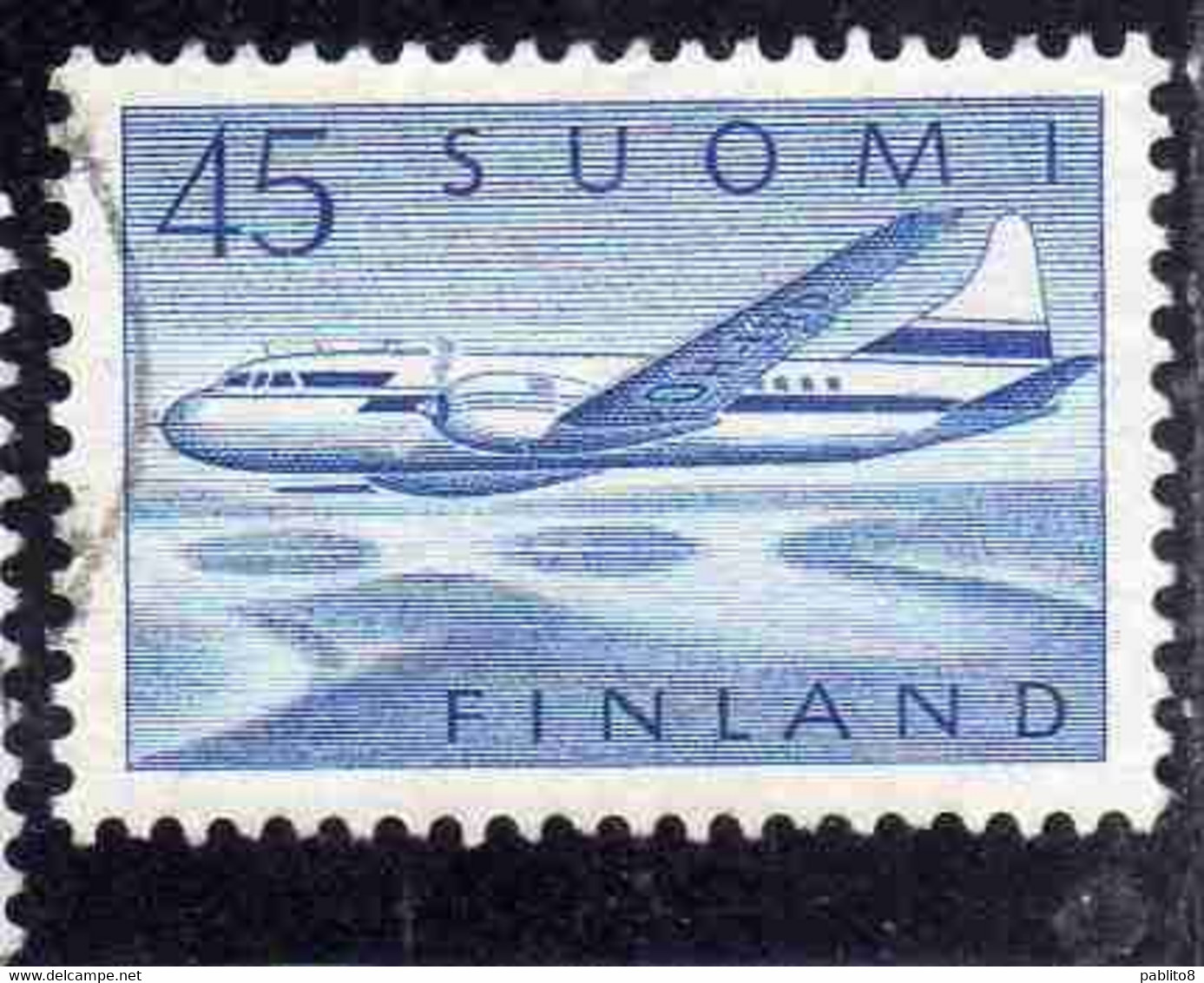 SUOMI FINLAND FINLANDIA FINLANDE 1958 AIR POST MAIL AIRMAIL CONVAIR OVER LAKES 34m USED USATO OBLITERE' - Gebruikt
