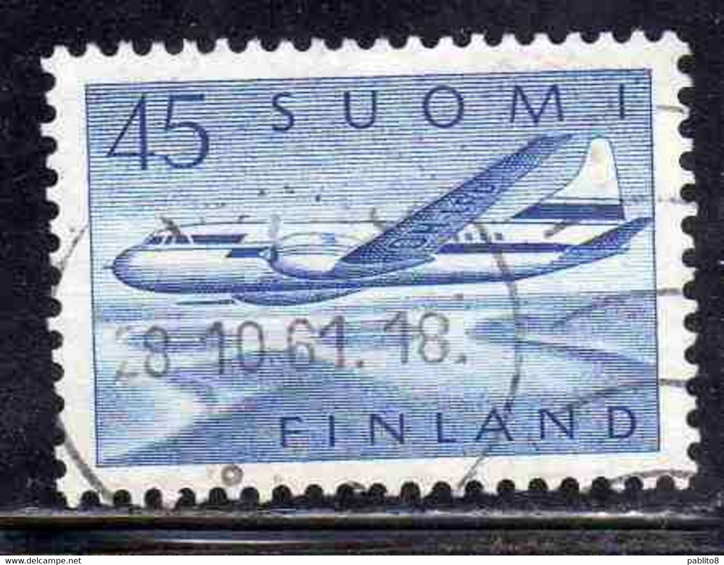 SUOMI FINLAND FINLANDIA FINLANDE 1958 AIR POST MAIL AIRMAIL CONVAIR OVER LAKES 34m USED USATO OBLITERE' - Gebruikt