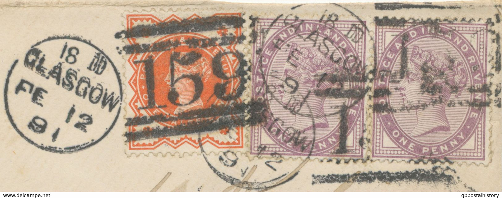 GB „159 / GLASGOW“ Scottish Duplex (4 Bars With Same Length, Rare Time Code „18 DD“, Datepart 19mm) On Superb Cover With - Covers & Documents