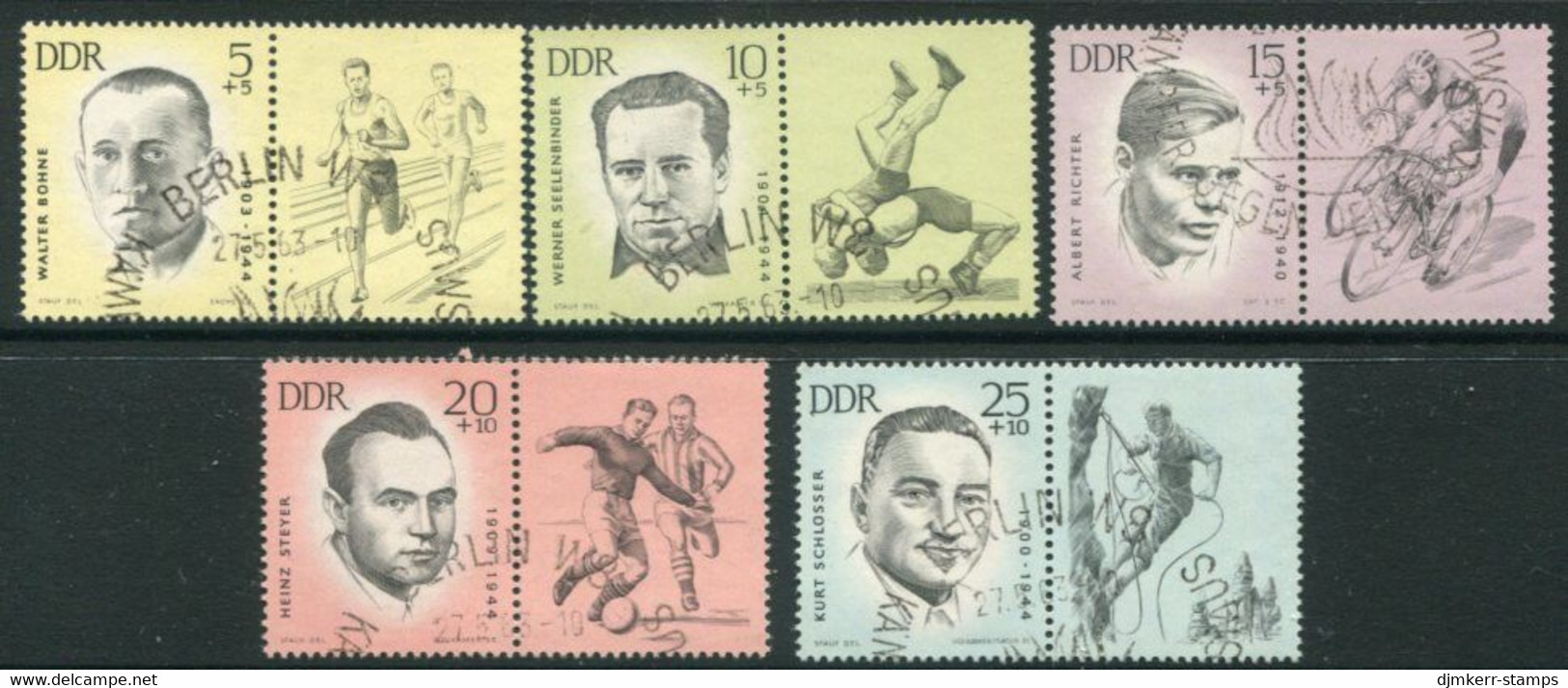 DDR / E. GERMANY 1963 National Memorial: Sportsmen  Used.  Michel  958-62 Zf - Used Stamps