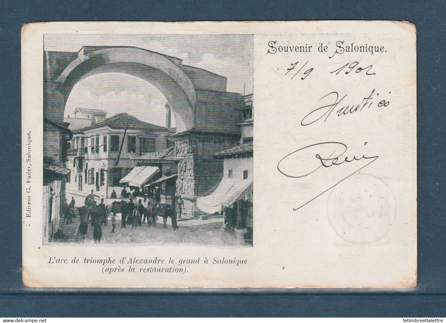 ⭐ France - YT N° 102 Oblitéré Smyrne - Sur Carte Postale Souvenir De Salonique - 1902 ⭐ - 1898-1900 Sage (Type III)