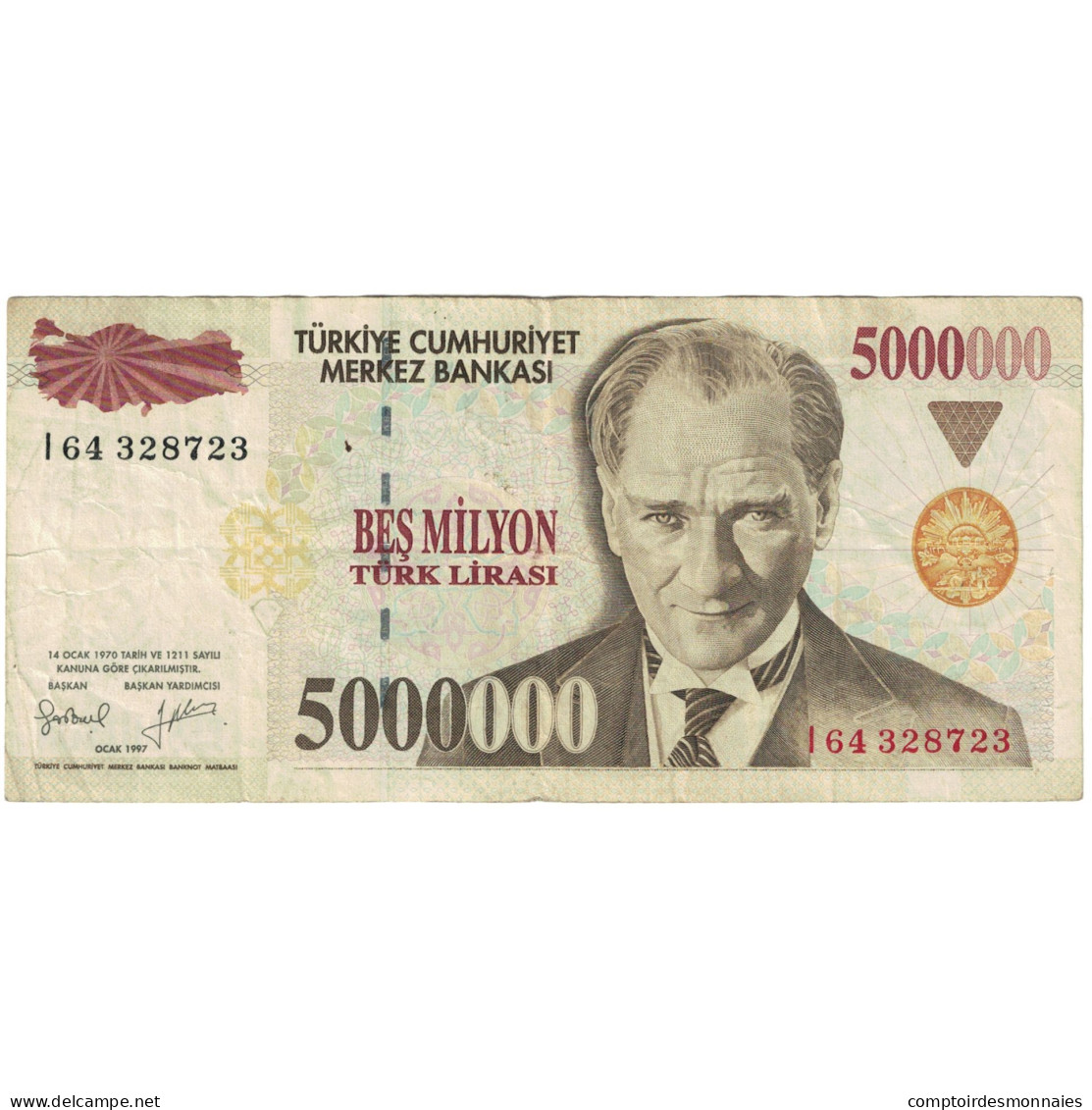 Billet, Turquie, 5,000,000 Lira, 1997, 1997, KM:210, TTB - Turquie