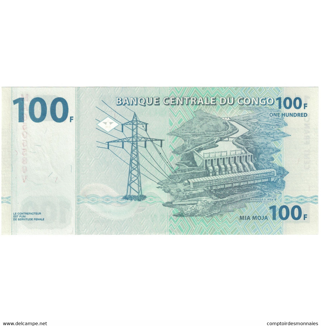 Billet, République Démocratique Du Congo, 100 Francs, 2007, 2007-07-31 - Republik Kongo (Kongo-Brazzaville)