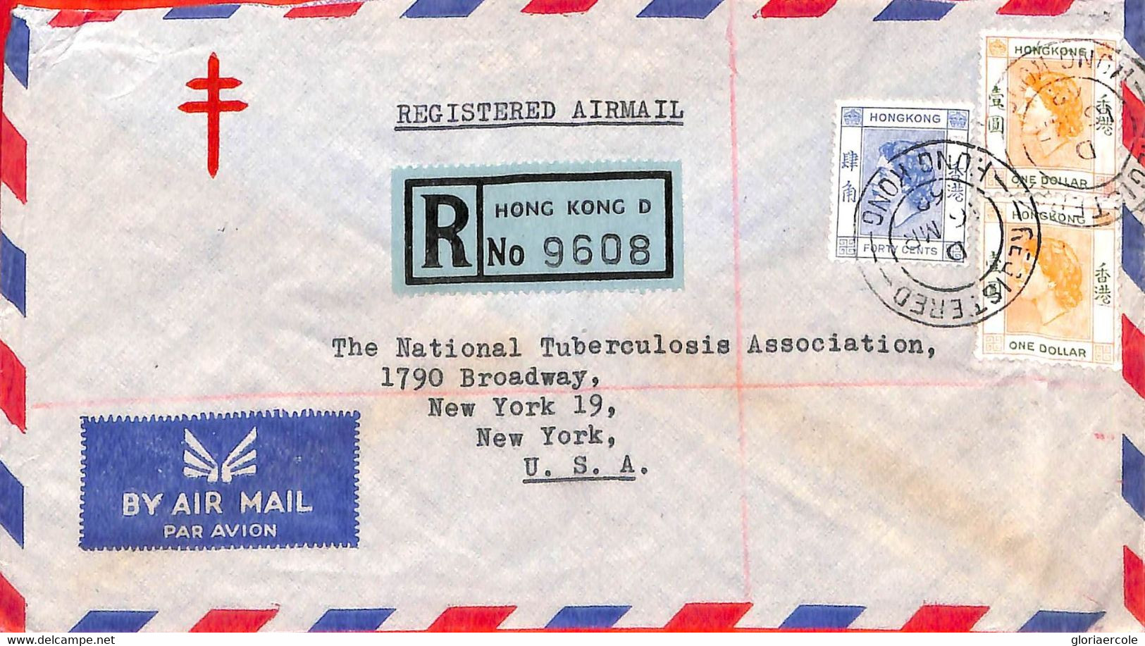 Aa6826 - HONG KONG - POSTAL HISTORY -  Registered COVER To The USA  1962 - Lettres & Documents