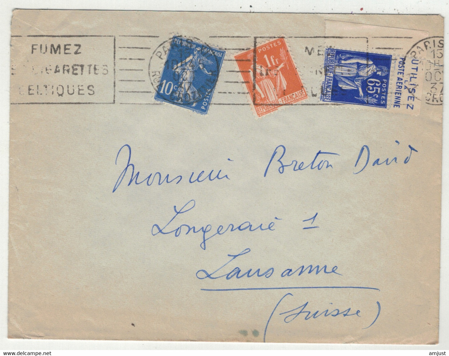 France // 1900-1945 // Lettre Pour La Suisse - Briefe U. Dokumente