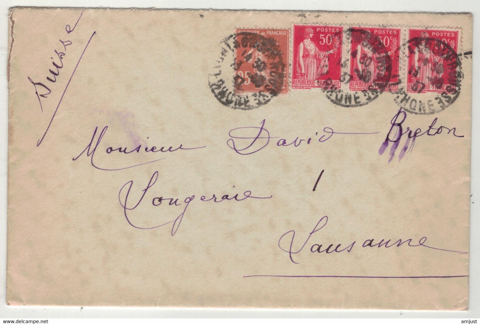 France // 1900-1945 // Lettre Pour La Suisse - Covers & Documents