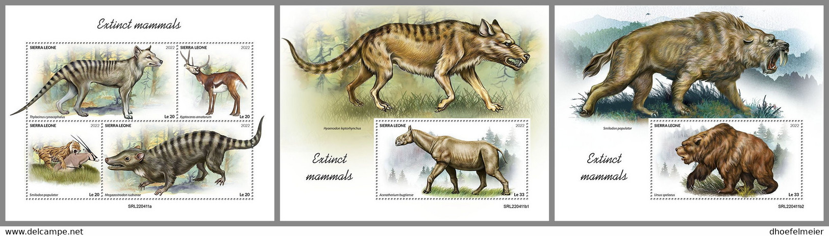 SIERRA LEONE 2022 MNH Extinct Mammals Ausgestorbene Säugetiere Mammiferes Disparues M/S+2S/S - OFFICIAL ISSUE - DHQ2244 - Prehistorisch