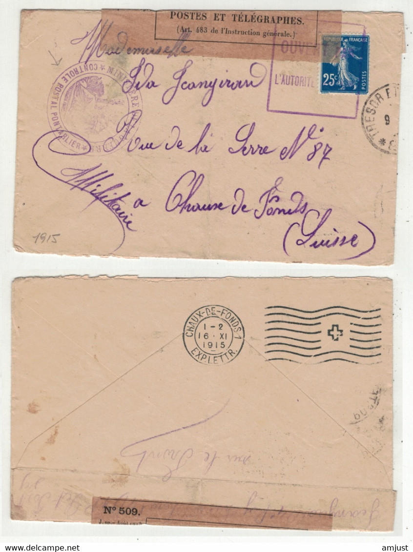 France // 1900-1920 // Lettre Censurée Pour La Suisse - Covers & Documents