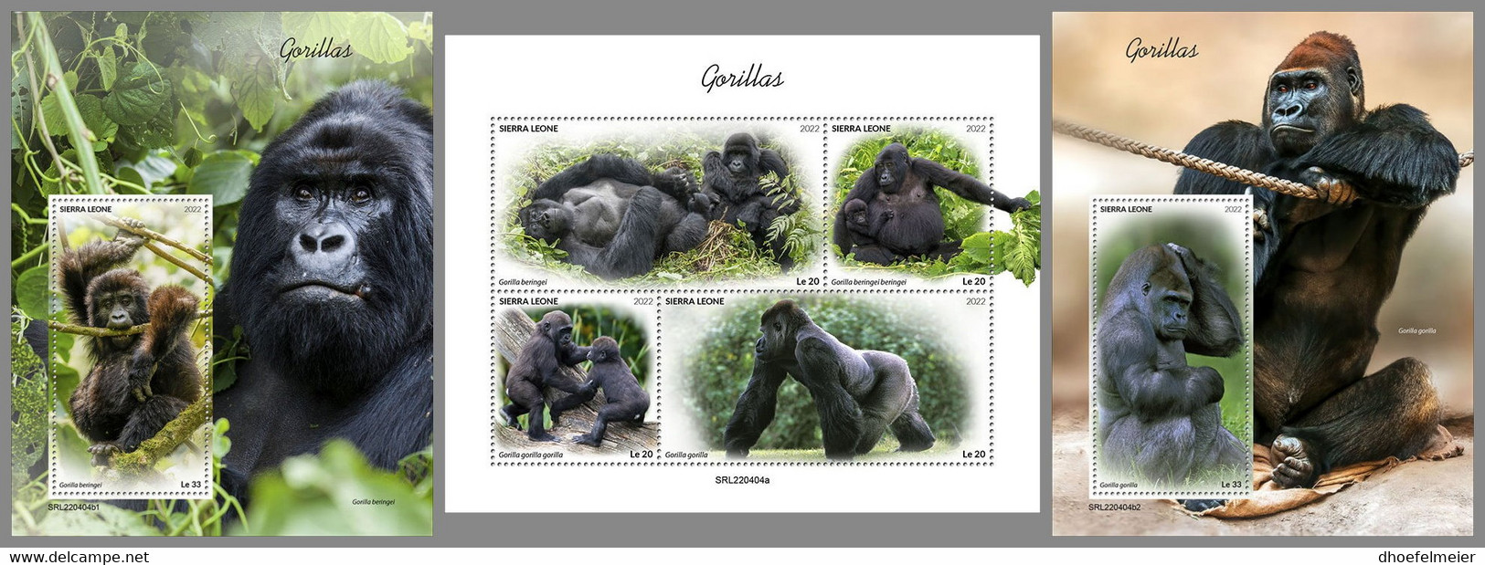 SIERRA LEONE 2022 MNH Gorillas Gorilles M/S+2S/S - IMPERFORATED - DHQ2244 - Gorilles