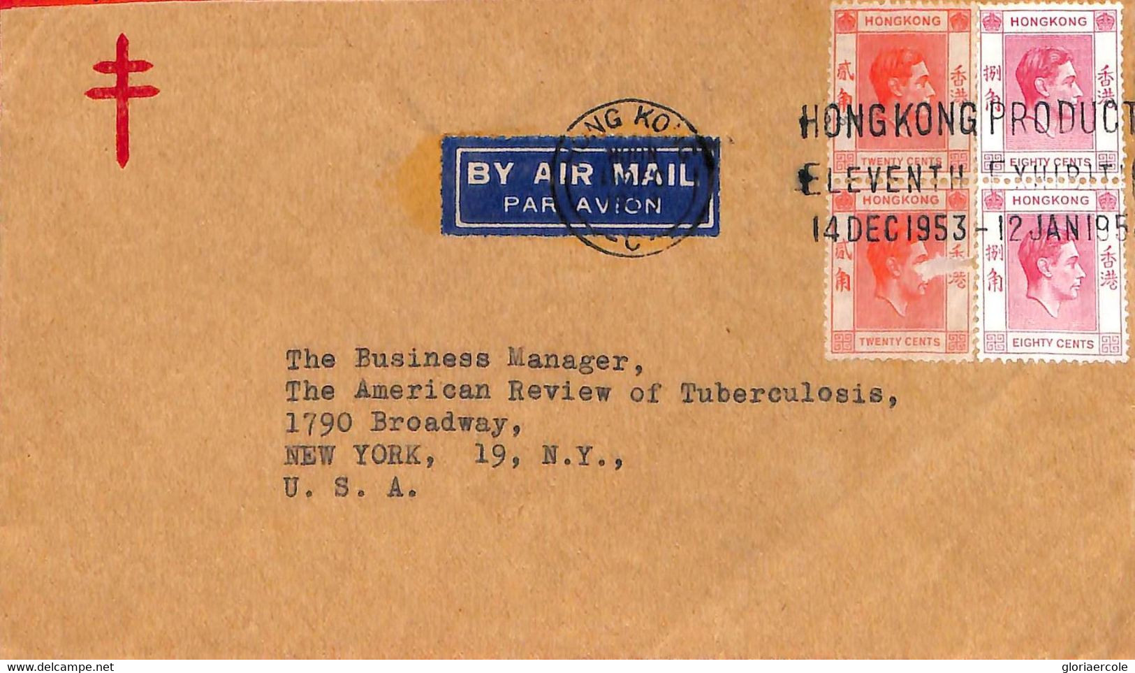 Aa6828 - HONG KONG - POSTAL HISTORY - Airmail  COVER To The USA 1953 - Brieven En Documenten