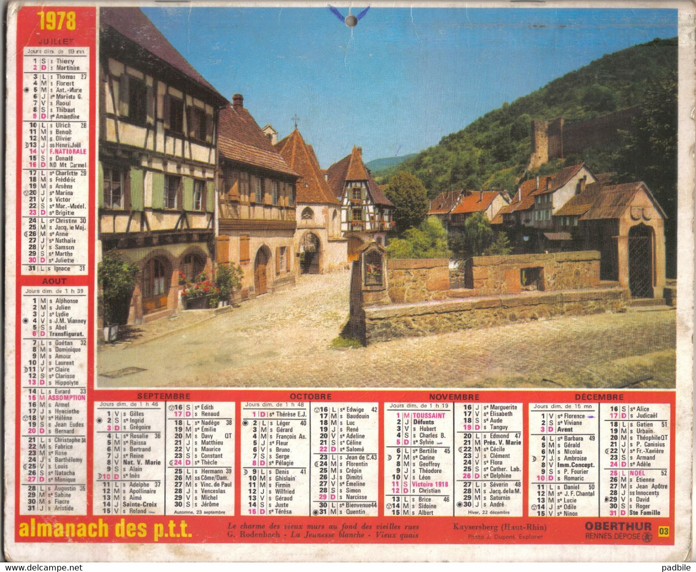 Calendrier Almanach Des P.T.T. 1978 - Grossformat : 1971-80