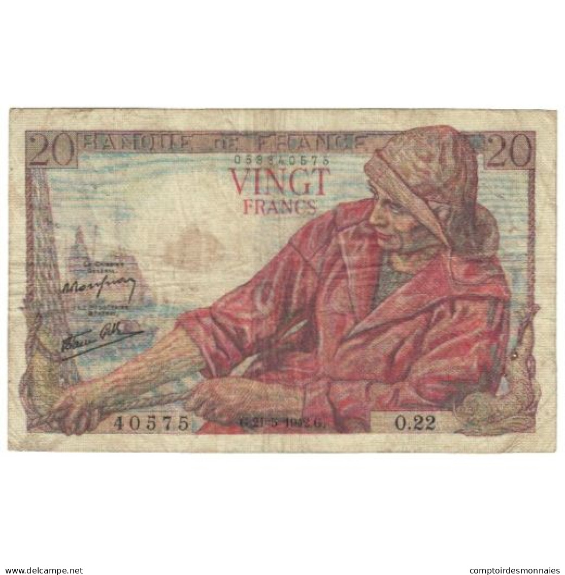 France, 20 Francs, Pêcheur, 1942, O.22, TTB, Fayette:13.2, KM:100a - 20 F 1942-1950 ''Pêcheur''