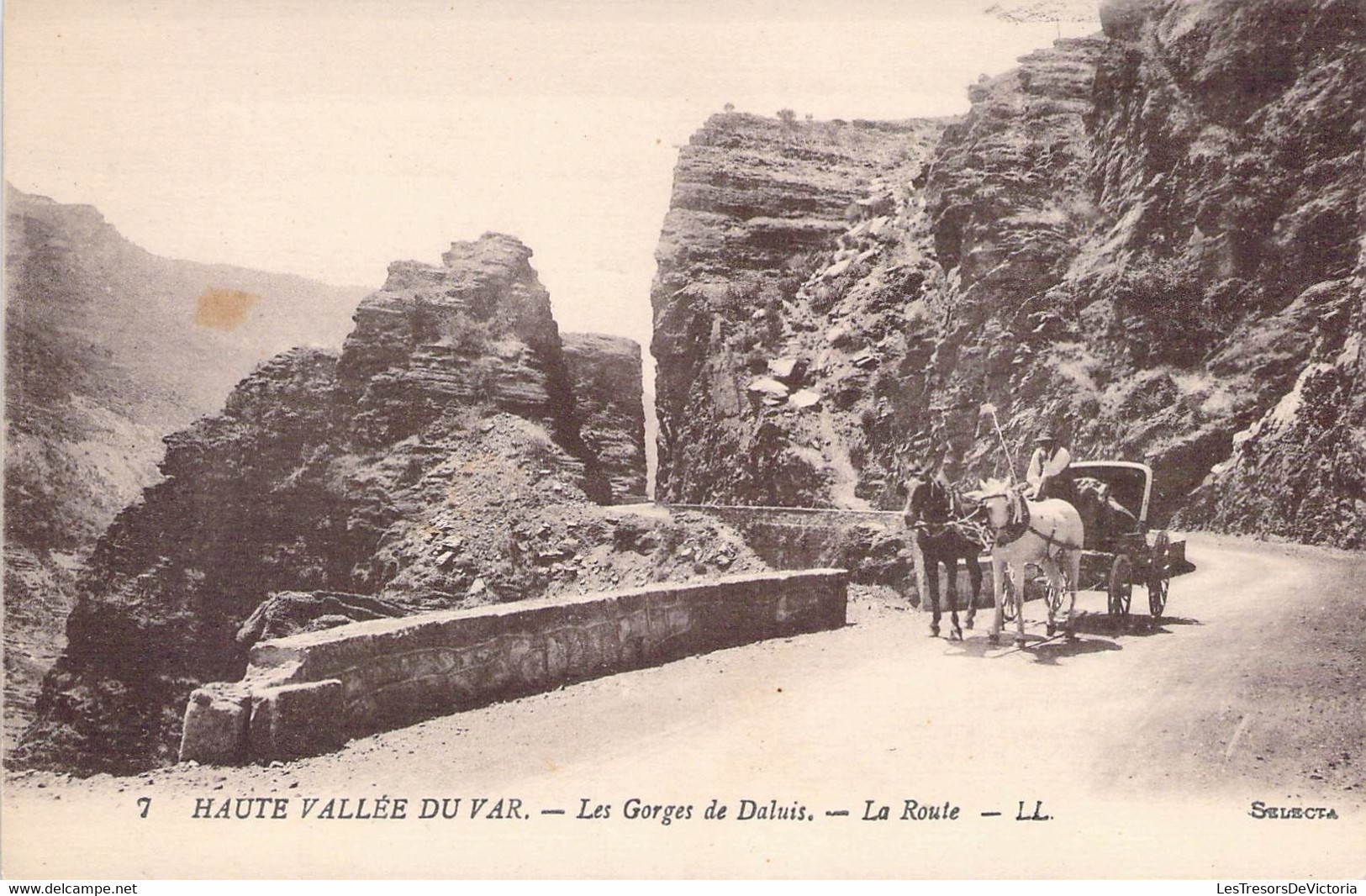 CPA France - Haute Vallée Du Var - Les Gorges De Daluis - La Route - L. L. - Selecta - Lévy Fils Et Cie - Attelage - Autres & Non Classés