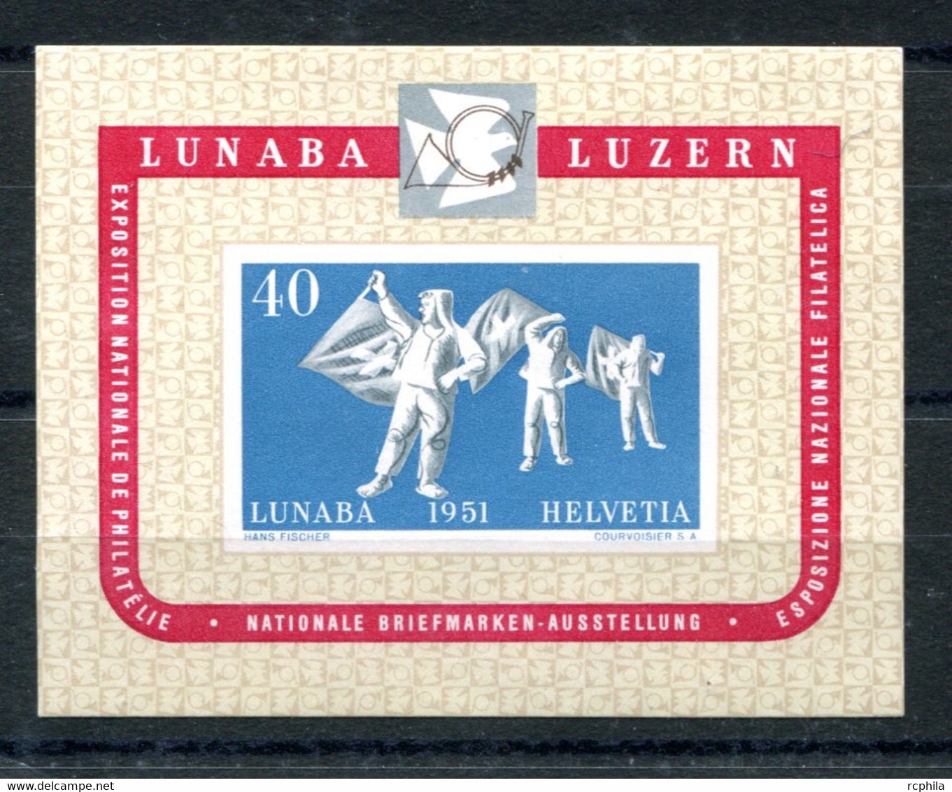 RC 24177 SUISSE COTE 275€ N° 14 LUNABA LUZERN 1951 EXPOSITION PHILATELIE BLOC FEUILLET NEUF ** MNH TB - Blocs & Feuillets