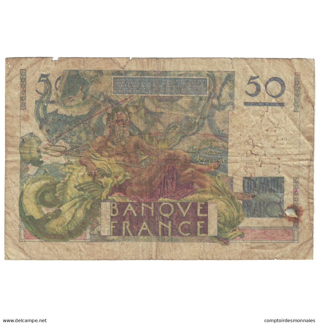 France, 50 Francs, Le Verrier, 1950, X.146, AB, Fayette:20.14, KM:127b - 50 F 1946-1951 ''Le Verrier''