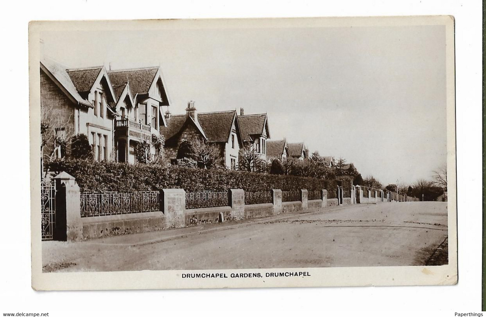 Real Photo Postcard, Glasgow, Drumchapel, Gardens, Street, House, Road, 1945. - Renfrewshire