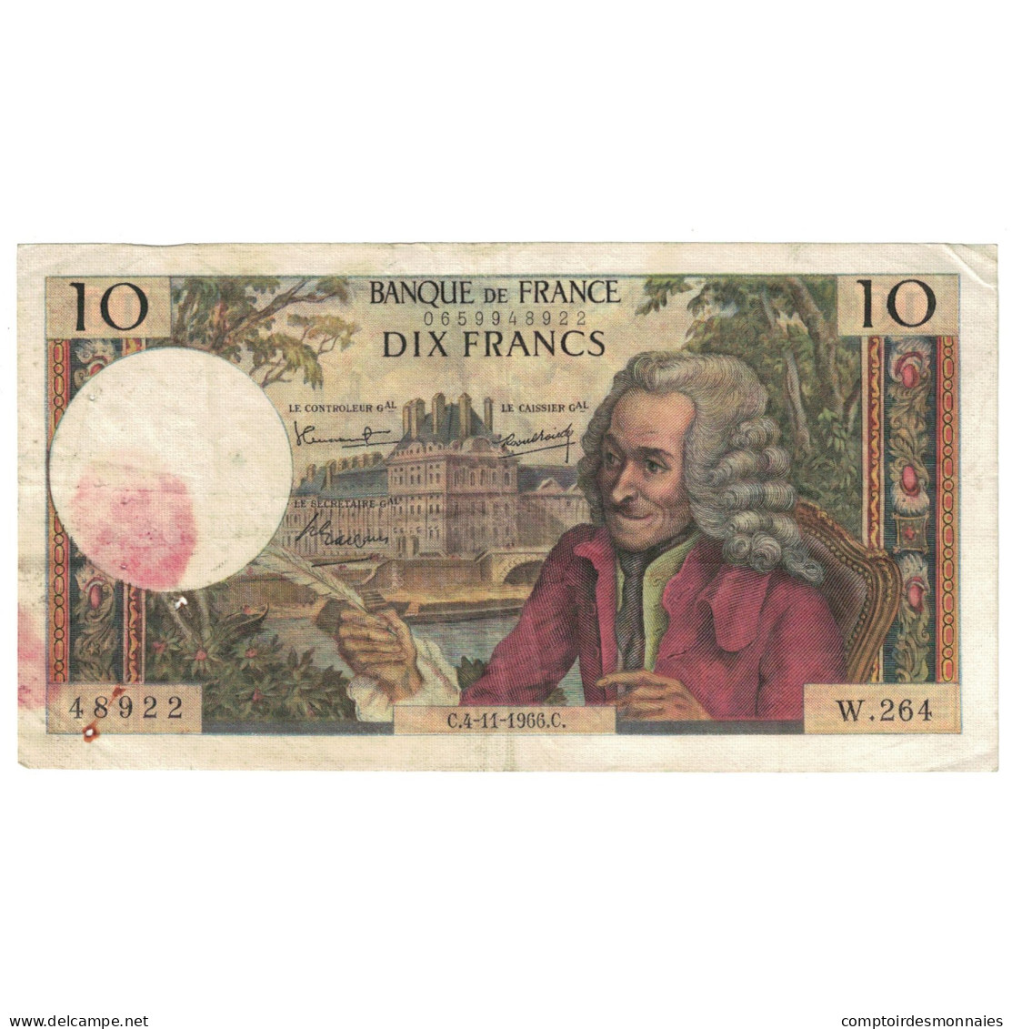 France, 10 Francs, Voltaire, 1966, W.264, TB, Fayette:62.23, KM:147b - 10 F 1963-1973 ''Voltaire''