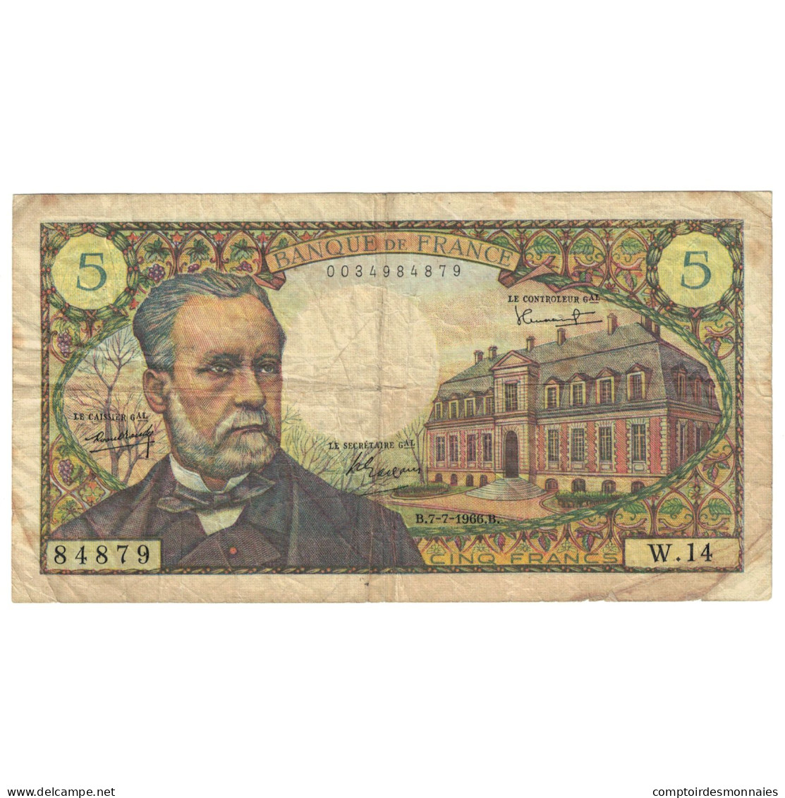 France, 5 Francs, Pasteur, 1966, W.14, TB, Fayette:61.2, KM:146a - 5 F 1966-1970 ''Pasteur''