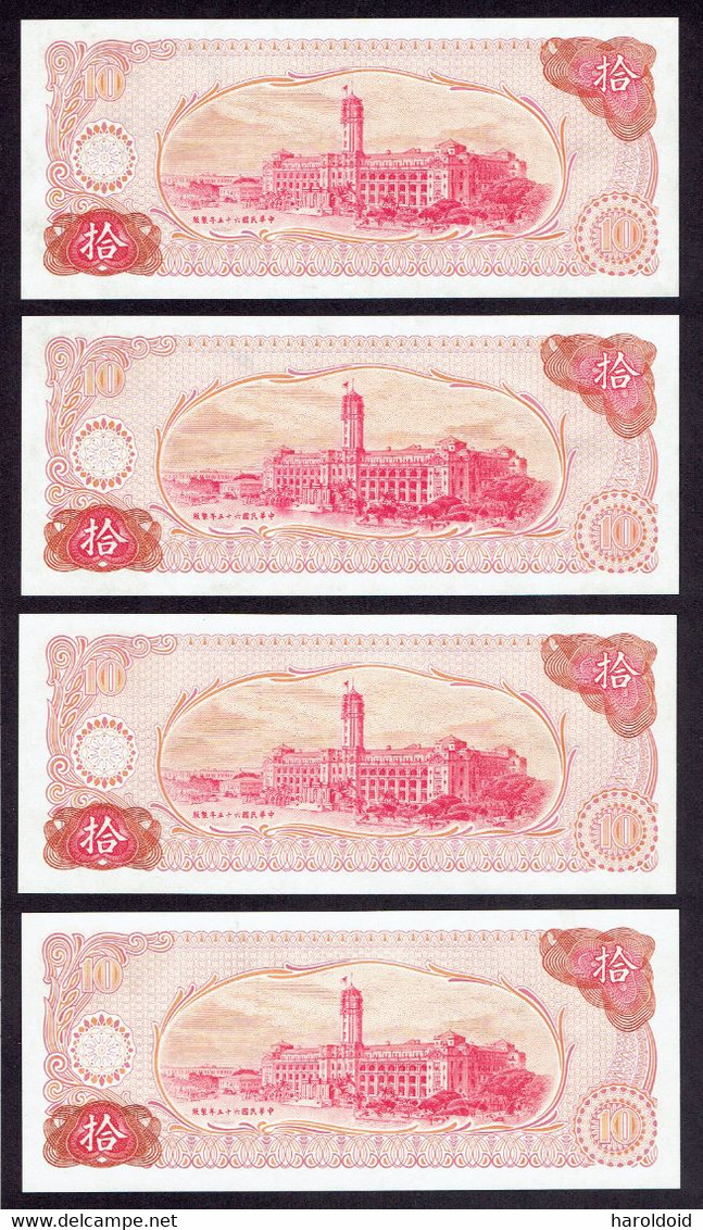 BILLET TAIWAN - LOT 4 BILLETS NEUFS - 10 YUAN - Taiwan