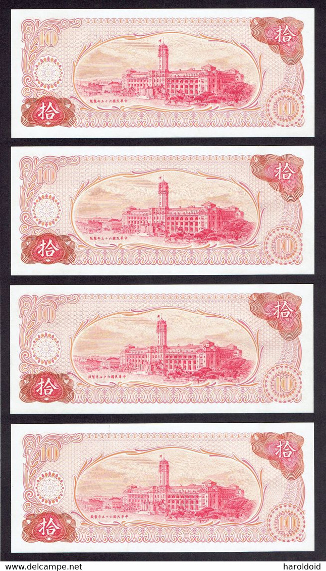 BILLET TAIWAN - LOT 4 BILLETS NEUFS - 10 YUAN - Taiwan