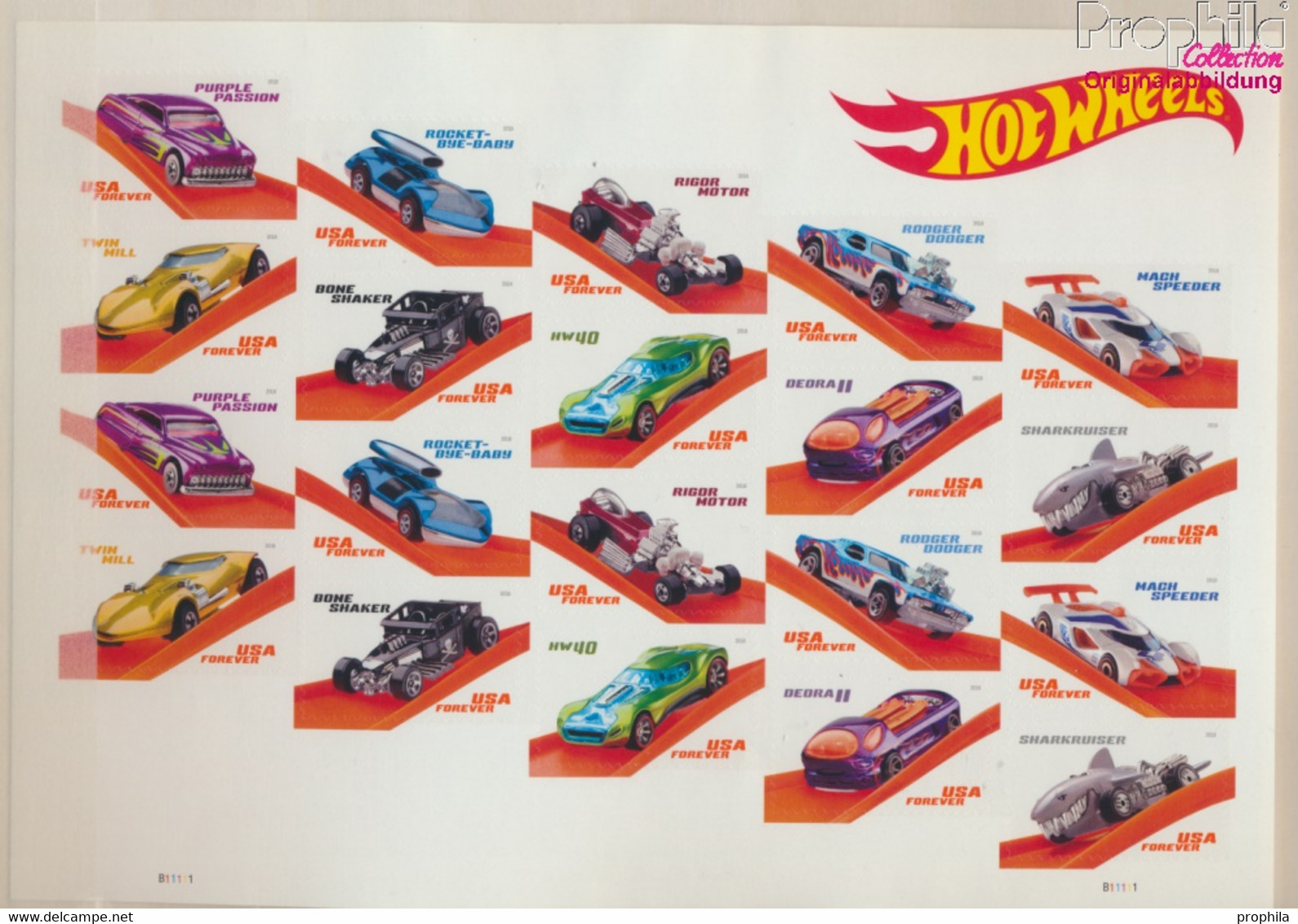 USA 5541-5550 Folienblatt (kompl.Ausg.) Postfrisch 2018 Hot-Wheels-Spielzeugautos (9909627 - Unused Stamps