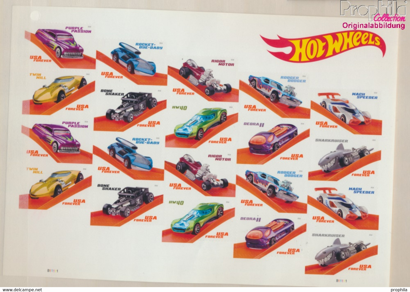 USA 5541-5550 Folienblatt (kompl.Ausg.) Postfrisch 2018 Hot-Wheels-Spielzeugautos (9909629 - Unused Stamps