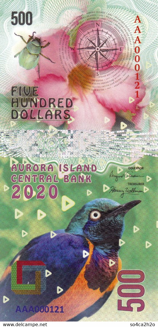 Aurora Islands 500 Dollars 2020 UNC  POLYMER  Emission Privée - Fictifs & Spécimens