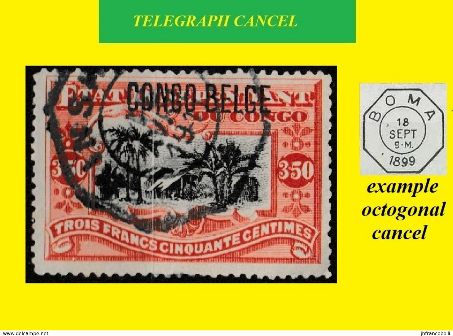 1911 CONGO FREE STATE / ETAT IND. DU CONGO TELEGRAPH (octogonal + 1 Star) KINSHASA ON EIC 047 RED VILLAGE - Telegrams