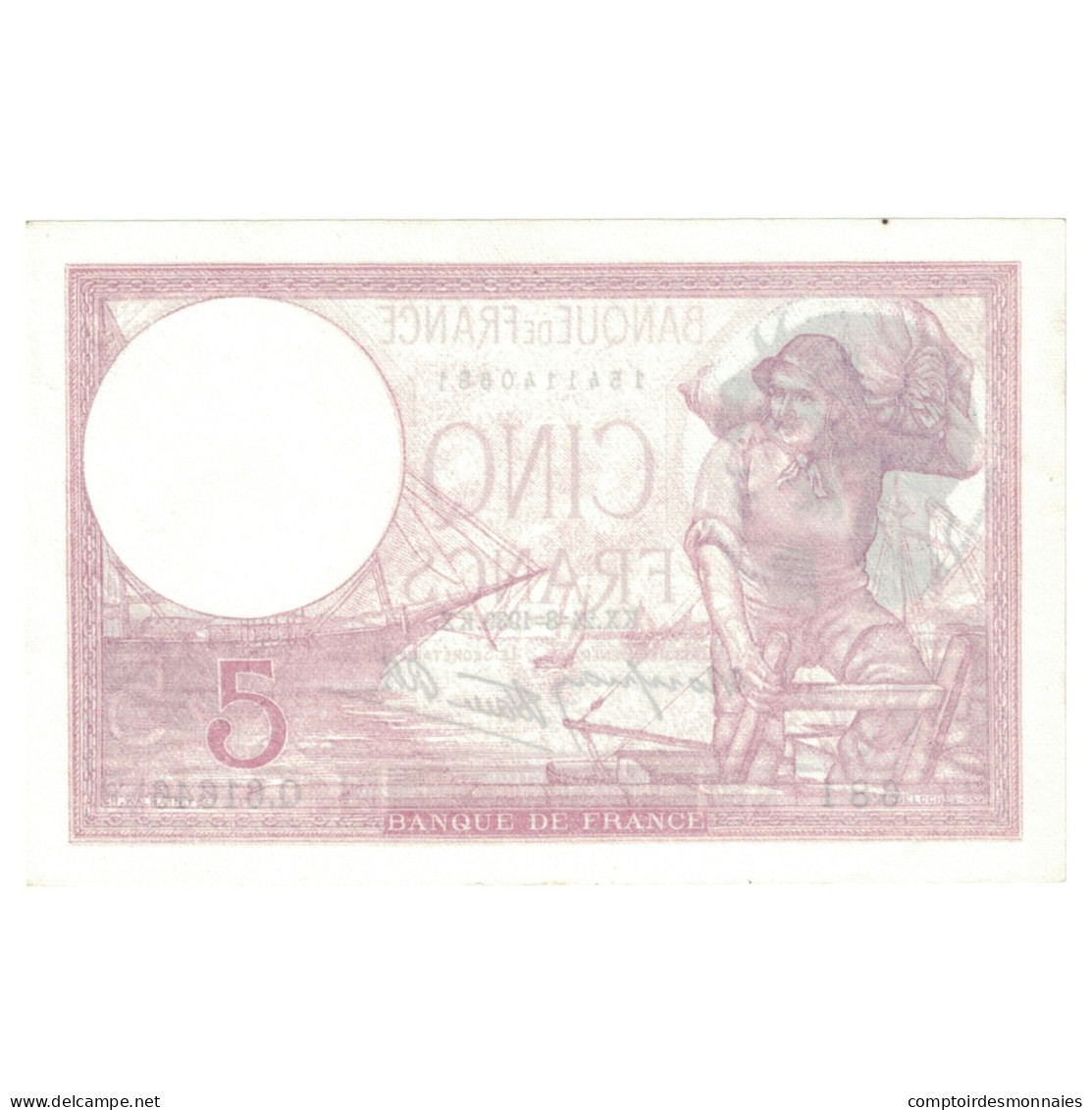 France, 5 Francs, Violet, 1939, Q.61646, SPL, Fayette:04.07, KM:83 - 5 F 1917-1940 ''Violet''