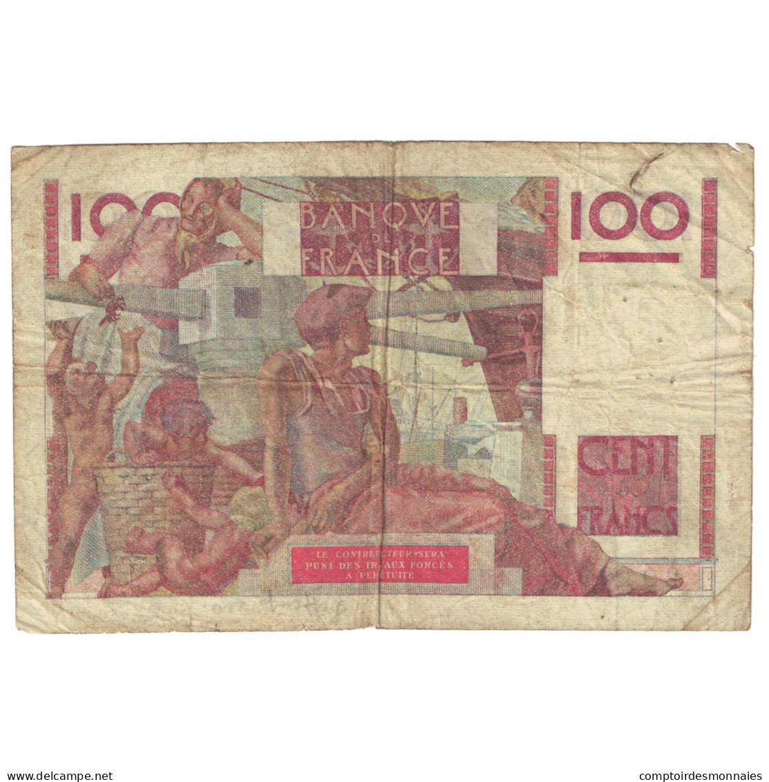 France, 100 Francs, Jeune Paysan, 1946, G.135, B+, Fayette:28.11, KM:128a - 100 F 1945-1954 ''Jeune Paysan''