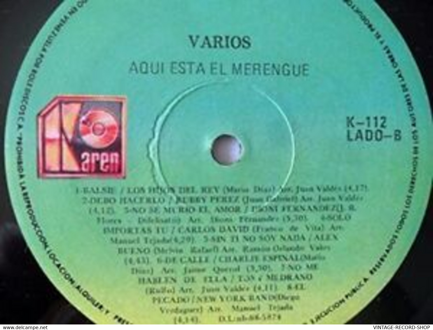 AQUI ESTA EL MERENGUE-LOS 16 EXITOS ORIGINALES-KAREN VENEZUELA 1995 VG++ - Altri - Musica Spagnola