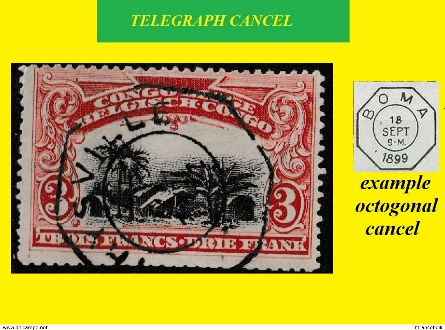 1910 BELGIAN CONGO / CONGO BELGE TELEGRAPH (octogonal + No Star) THYSVILLE ON COB 061 RED VILLAGE - Télégrammes