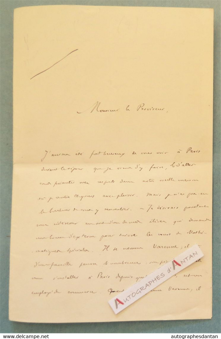 ● L.A.S 1878 Auguste BURDEAU - Député Ministre Marine Et Colonies écrivain Né à Lyon Floquet Varenne - Lettre Autographe - Político Y Militar