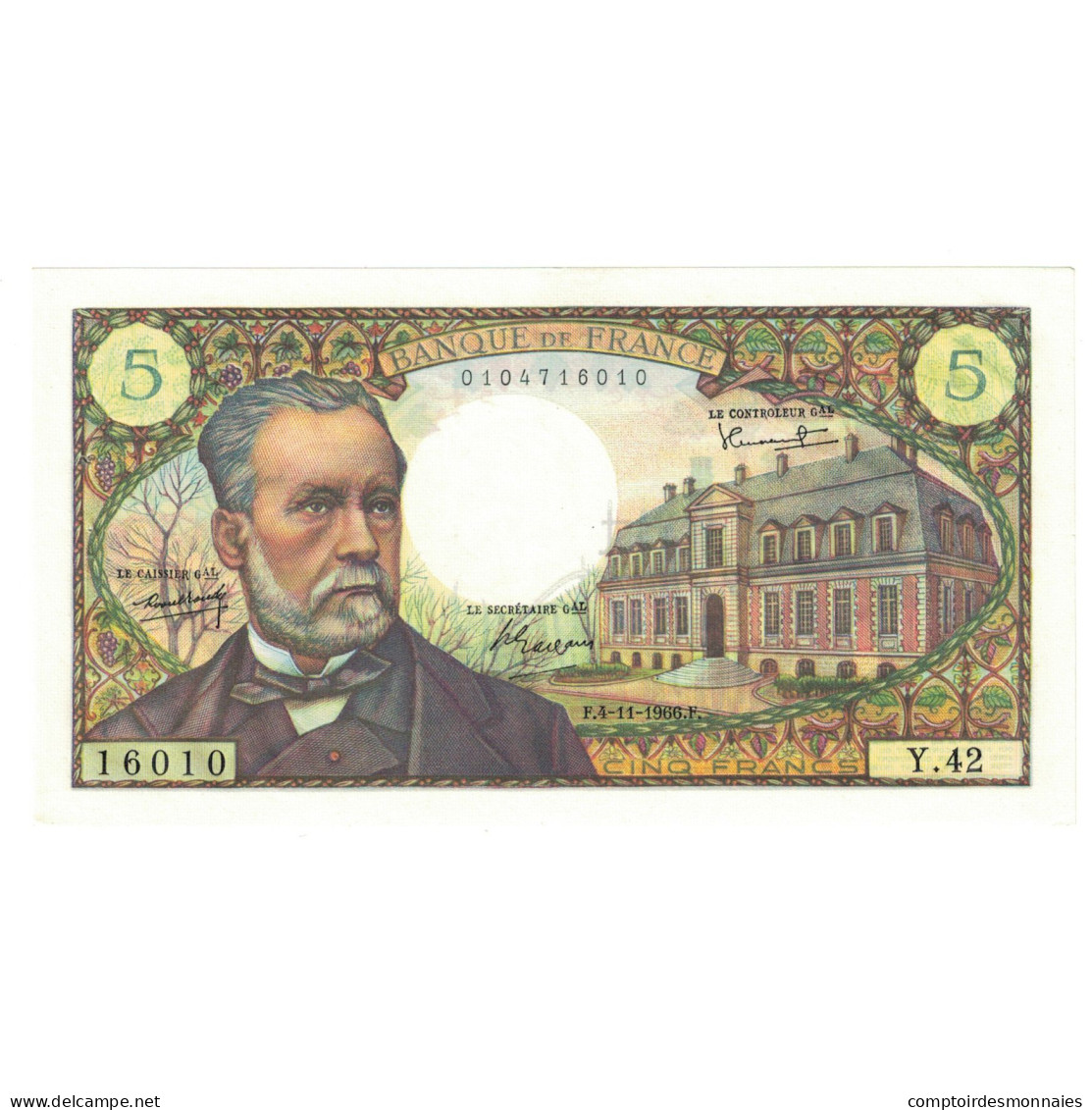 France, 5 Francs, Pasteur, 1966, Y.42, SPL, Fayette:61.4, KM:146a - 5 F 1966-1970 ''Pasteur''