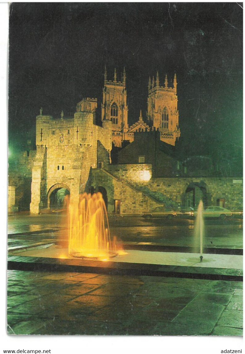 BR1356 York Bootham Bar At Night Viaggiata 1991 Verso Roma - York