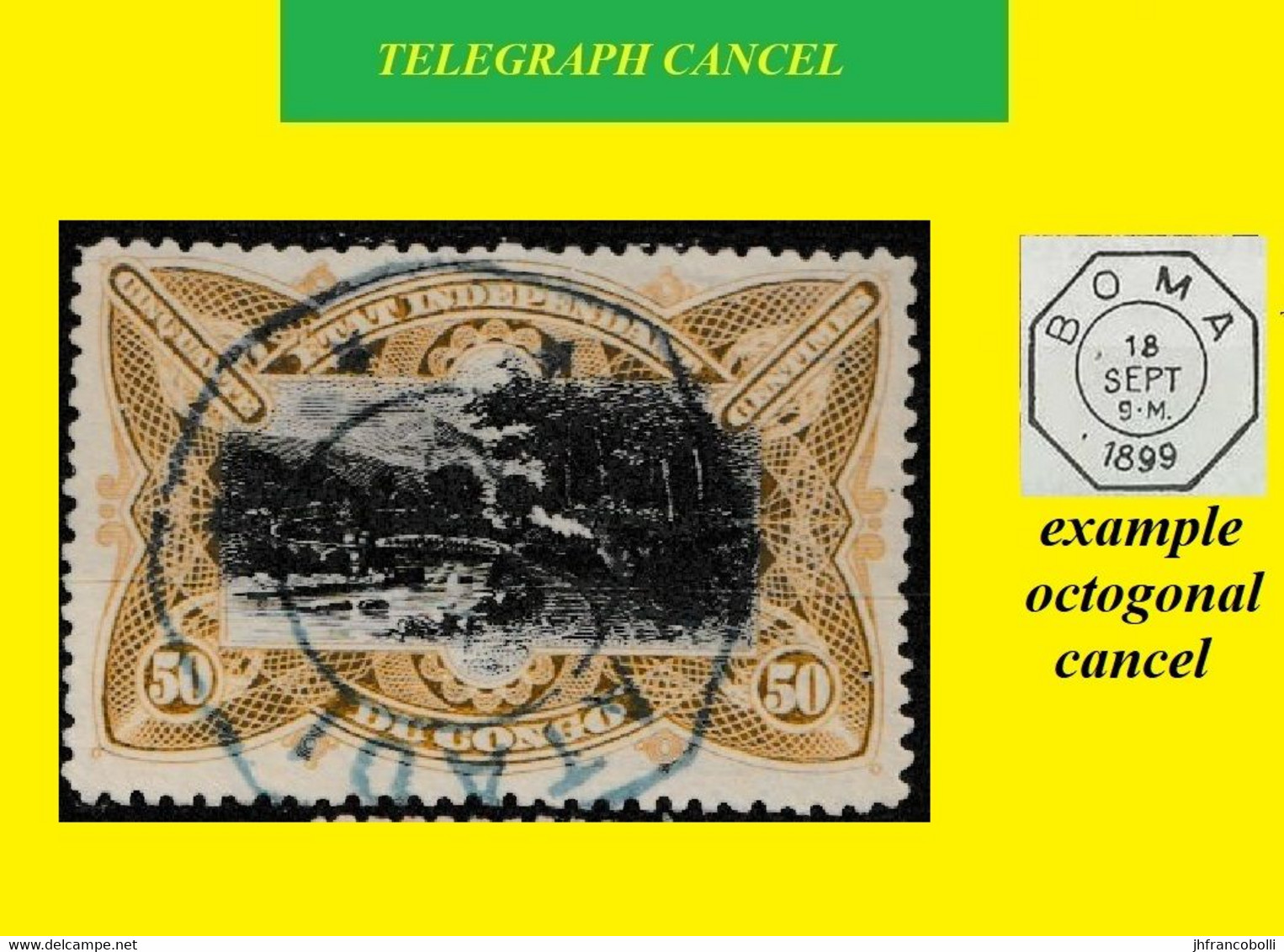 1894 BELGIAN CONGO / CONGO BELGE TELEGRAPH (octogonal + 1 Star) MATADI ON EIC 061 OLIVE TRAIN - Telegrams
